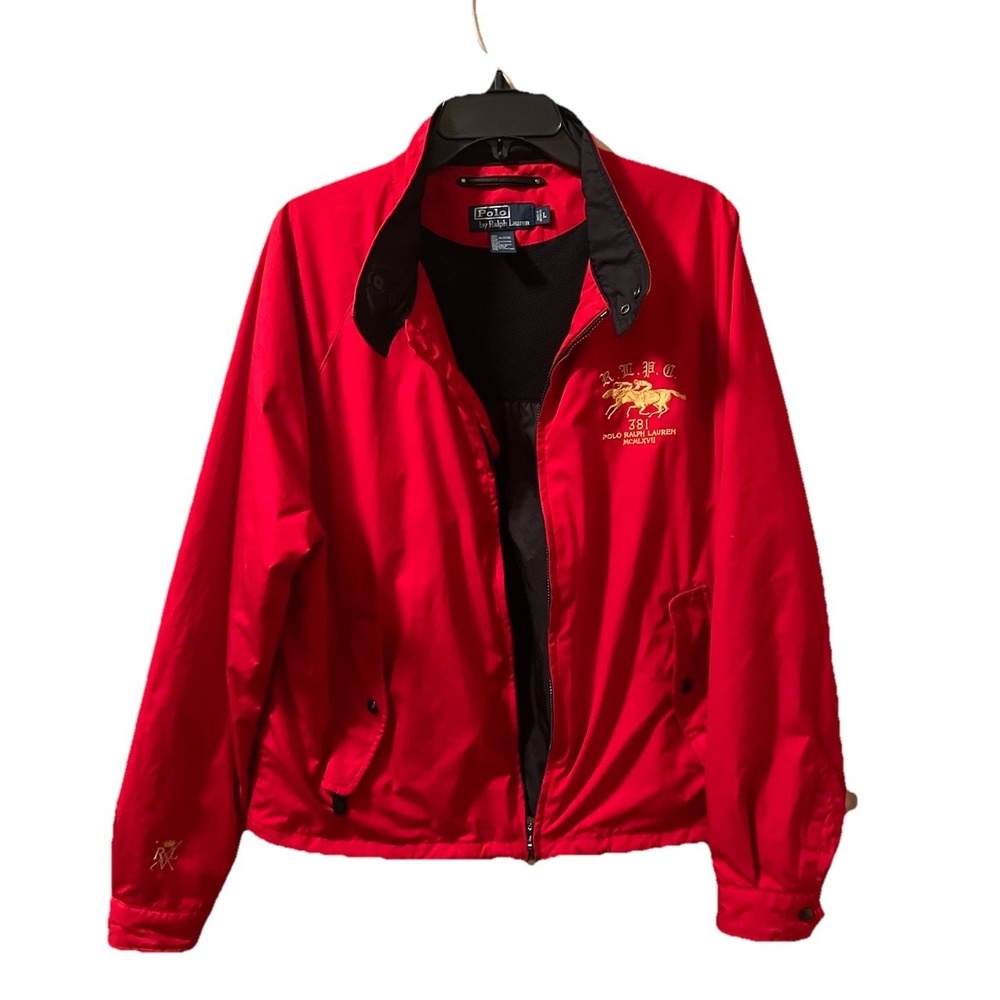 Ralph Lauren Polo Club Jacket RLPC Vintage Red Sz L‎ Preppy Old Money READ